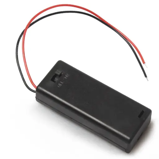 [99187662] Battery Holder 2 x AA With On/Off Switch With Cap Black
