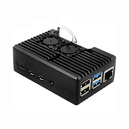 [99188664] Raspberry Pi 4 Aluminum Alloy Heat sink Case with Cooling Fan Mount - Black