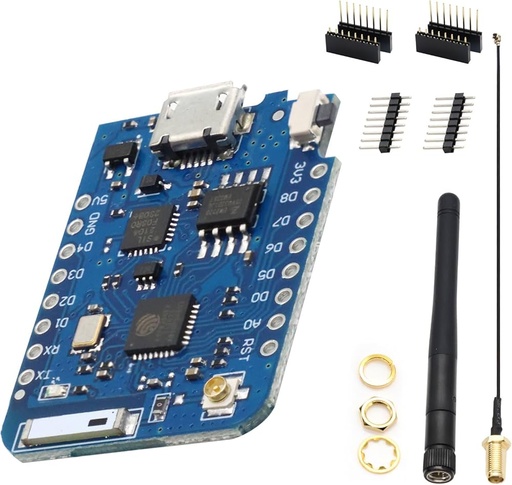 [99187047] D1 Mini Pro ESP8266 WiFi Board With Antenna (Wemos Compatible)
