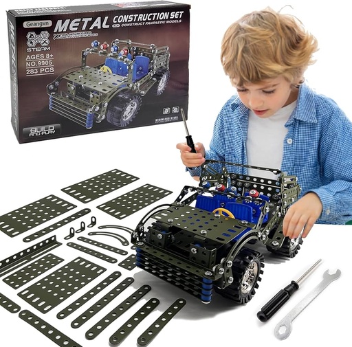 [99188704] Robot DIY Building Kit Metal Jeep Vehicle Car,Cross-country Educational Toys for children