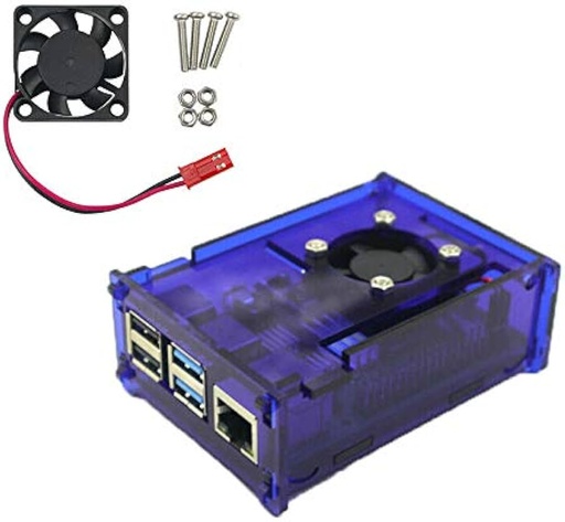 [99189639] Raspberry Pi 4 Acrylic Case With Cooling Fan Mount - Blue