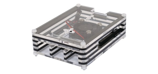 [99189679] Raspberry Pi 4 Acrylic Case with Cooling Fan - Fully Black