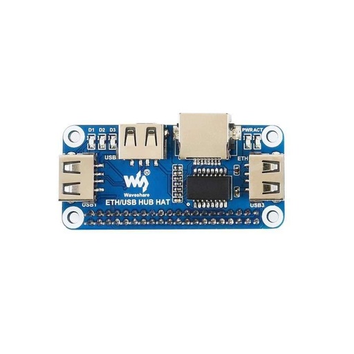 [99190132] Ethernet Shield USB HUB HAT for Raspberry Pi, 1x RJ45, 3x USB