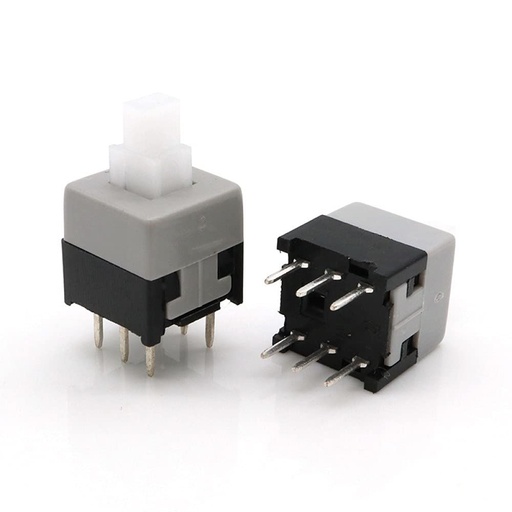 [99190143] Push Button Tactile Switch Latch 8.5x8.5mm 6-Pin White