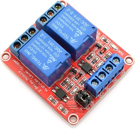 [99190352] Relay 2 Channel Module Board 5V with Optocoupler Red (High/Low)