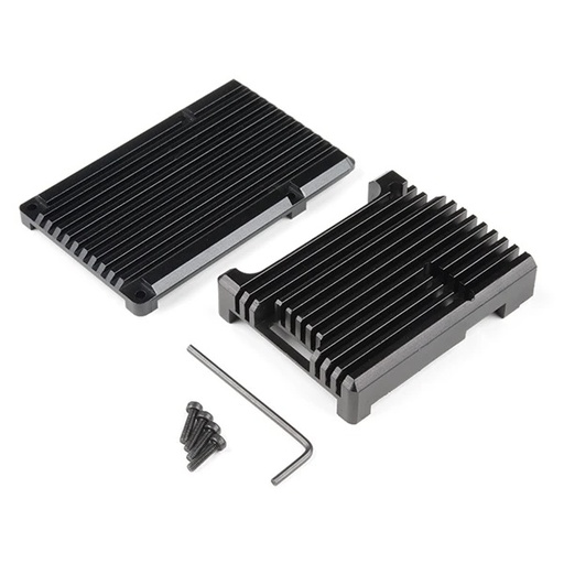 [99190441] Heatsink Aluminum Case for Raspberry Pi 4 - Obsidian Black (Sparkfun)