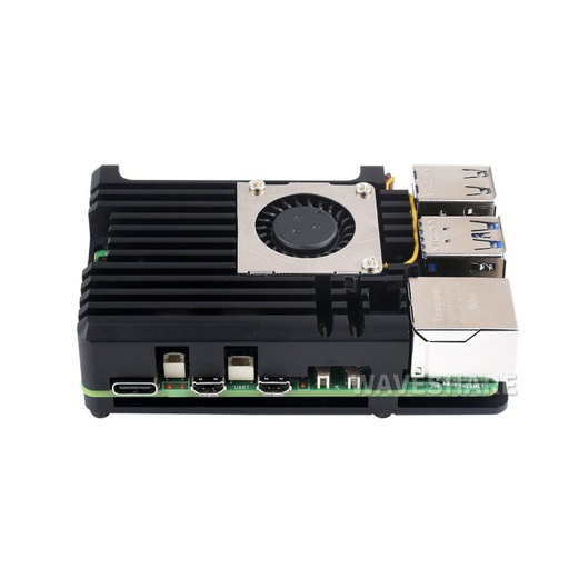 [99190666] Raspberry Pi 5 Aluminium Alloy Case (H) With Temperature-Controlled Blower Fan